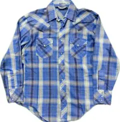60s 神配色 ビンテージ ENVOYオンブレシャツチェックシャツ 青×黄色