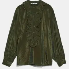 ZARA ザラ オリーブグリーン ブラウス 長袖 ヴィンテージ オフィスコーデのサムネイル
