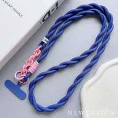 スマホ用 ネック ストラップ　ブルー×ピンク
