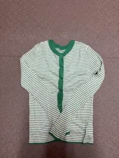FREAK'S STORE 緑と白のストライプカーディガン サイズF