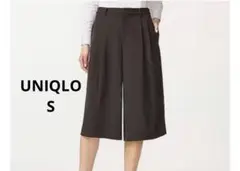 UNIQLO ガウチョパンツ　ワイドハーフパンツ　S ブラック　春夏　きれいめ