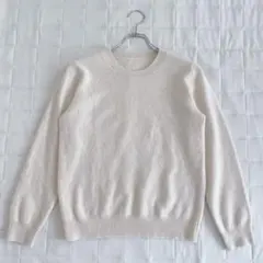 メリノウール100% ニット セーター アイボリー シンプル 上質素材
