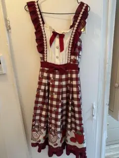 axes femme kawaii ベリーズピクニックジャンスカ 赤