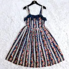 axes femme kawaii ローズベリーガーデンジャンスカ　紺　苺柄