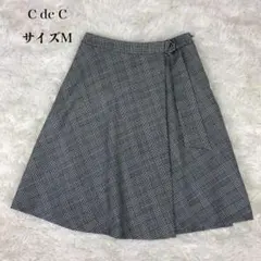 【美品】クードシャンス タックフレアースカート M 日本製 チェック柄 黒白青緑