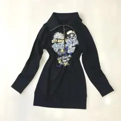 y2k 00s 平成ギャル　グランジ　英文字　ラメ　平成女児　ハーフジップ