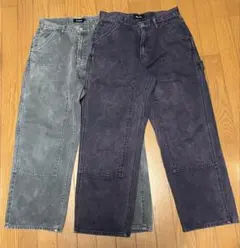 ★2本セット★「X-LARGE」ダブルニーペインターパンツ【W30】グレー 紫のサムネイル