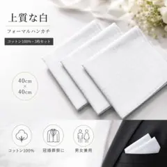 新品◆3枚セット◆ハンカチ 白 冠婚葬祭 結婚式 ホワイト 男女兼用 フォーマルのサムネイル