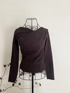 GRL グレイル カシュクール ドレープトップス 長袖 ブラウン F