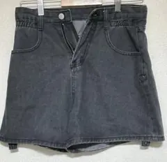 レディースダークグレー デニムショートパンツMグレー
