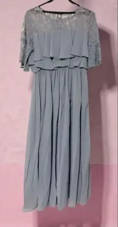 ロングドレス　グレー　パーティードレス