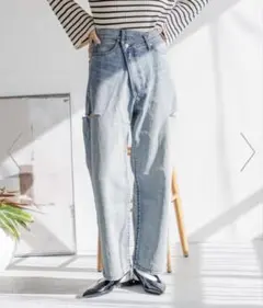 未使用　LOWRYS FARM アシメデニムパンツ