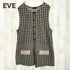 EVE ノースリーブチュニック LL ブラック 黒 ベージュ ギンガムチェック