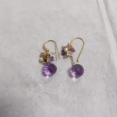 アメジスト　天然石フックピアス