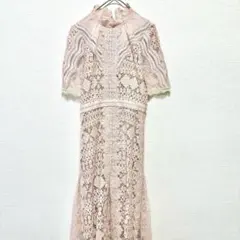 未使用タグ付 SNIDEL レースワンピース ピンクベージュ O インナー付き 