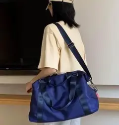 ボストンバッグ ショルダーバッグ ハンドバッグ スポーツ ジム 青 ネイビー M