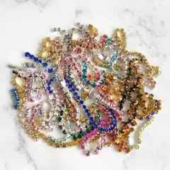 1048 訳ありB品・2~3㎜ガラス×真鍮製ラインストーンMIX・C