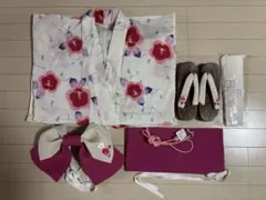 花柄浴衣・帯・下駄 6点セット