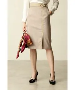 【未使用】Pinky&Dianne ベージュ スエードタイトスカート 34サイズ