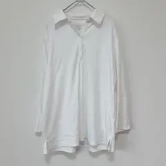 ドレイパーズアンドデイモンズ ポロシャツ 襟付 長袖 スリット 無地 L 白