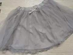 プティマイン チュールスカート グレー リボン付き