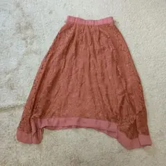 早いもの勝ち神戸レタス　レース　スカート　オレンジ　ブラウン　フリー