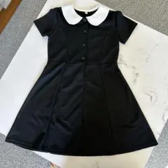お受験　フォーマル　黒　ボタン付きワンピース 130 ブラック