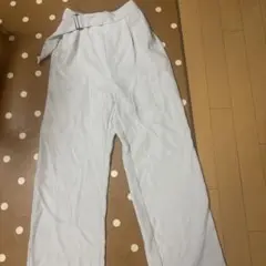 ウエストベルト付き ワイドスラックス ライトグレー