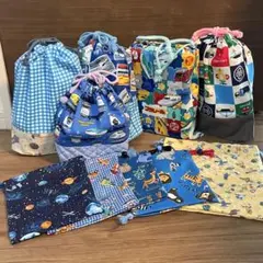 ハンドメイド 入園入学準備10点セット 体操着袋 お着替え袋 コップ袋 巾着