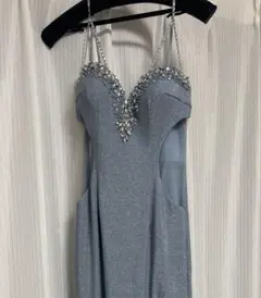 JEWELS キャバドレス ブルー ラメ ビジュー Sサイズ　スリット有りのサムネイル