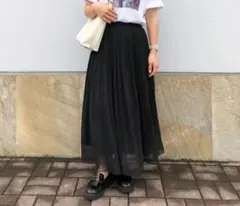 【美品】ユニクロ　シフォンスカート　ブラック　Lサイズ