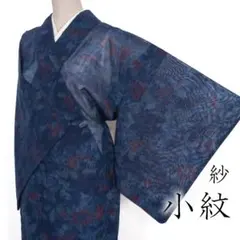 R8SK749 小紋 紗 夏物 薄物 風通織 しつけ糸 黒 シルク 着物 - メルカリ
