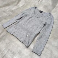 HARRISS グレー 長袖ニット カシミヤ アンゴラ混 シンプル パリ 古着のサムネイル