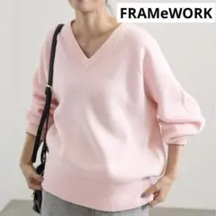 FRAMeWORK フレームワークAQUA Vネックプルオーバー ニット ピンク