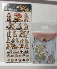新品未開封♡正規品♡【チップ＆デール】4サイズステッカー＆フレークシールセット
