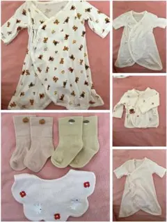 mikihouseクマ柄コンビ肌着セット（新品靴下・新品スタイ付き）