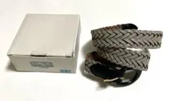✨希少✨IMAGE メッシュベルト グレー×ブラック　レザー　本革