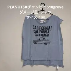 新品未使用　PEANUTS✖︎チャンピオン✖︎grove ダメージ風Tシャツ　M