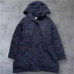 【人気】PLSTプラステ ロングダウンコート ネイビー　フード付き　Aライン　M