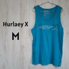 Hurley X【M】タンクトップ ブルー青色 ロゴ入り カジュアル 無地