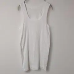 タンクトップ【М】メンズ　ノースリーブ　Uネック　無地　ホワイト