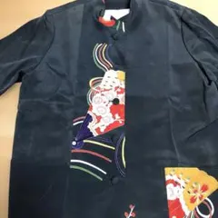 着物生地の黒和風セットアップ