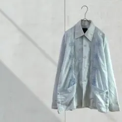 3656【CREACIONES MANY】シャツ　刺繍　メキシコ　水色　３６