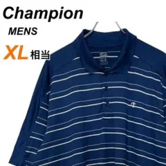 Champion 襟付き 半袖 Tシャツ ボーダー チャンピオン 青 ブルー