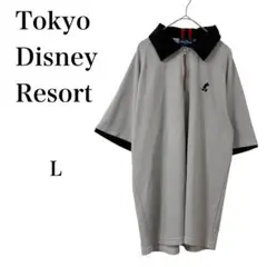 【東京ディズニーリゾート】 トップス ポロシャツ ハーフジップ 半袖 刺繍 L