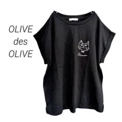 【オリーブデオリーブ】ボックスTシャツ Mimimi 猫イラスト ネコ ブラックのサムネイル