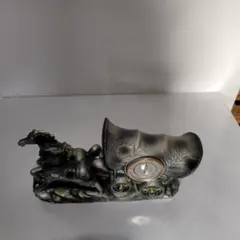 馬と馬車のデザイン置物 温度計付き