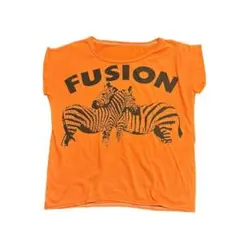 プリントTシャツ　シマウマ　ビーズ　古着　オレンジ　8Saのサムネイル