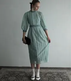 BONLECILL noir セレモニードレス 総レースドレス Lサイズ七分袖