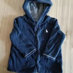ポロ フード付きネイビーコットンパーカー　リバーシブル
